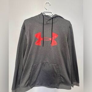 Under Armour Men’s Charcoal Gray Hoodie with Red Logo - Size XL